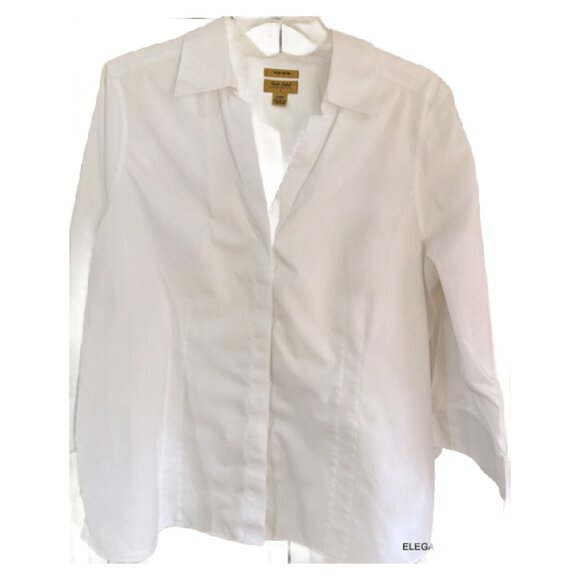 Investments II Woman TAYLOR Gold Label Button Up Shirt 20W White Work Top - Picture 2 of 15
